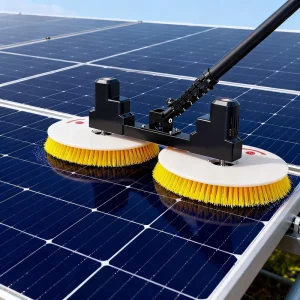 Solar Photovoltaic Panel Electric Cleaning Tool Robot Double headed Aluminum Alloy Telescopic Rod Disc Brush 32cm Diameter 60cm