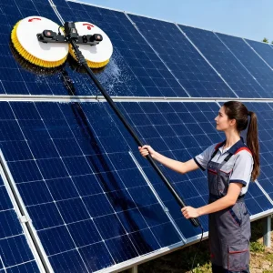 Solar Photovoltaic Panel Electric Cleaning Tool Robot Double headed Aluminum Alloy Telescopic Rod Disc Brush 32cm Diameter 60cm