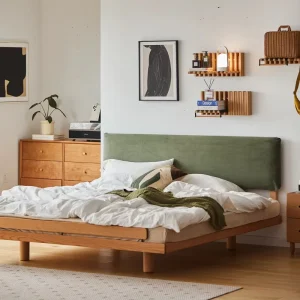 Solid Cherrywood King Size Bedroom Furniture Set with Lighted Headboard