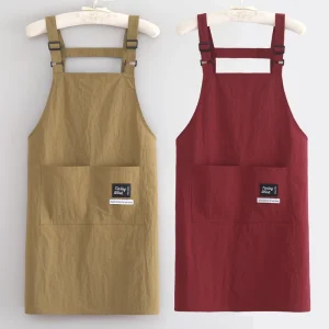 Solid Color Adjustable Sleeveless Suspender Apron Kitchen Water Resistant Oil Proof Anti Fouling Simple Fashion Workwear
