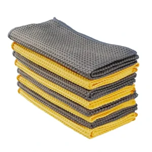 Solid Color Microfiber Waffle Weave Kitchen Towel Customized Design Embroidery Cartoon Pattern Cleaning Cloth