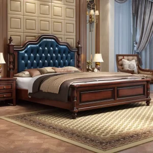 Solid Oak Wood Adjustable Reclining Comfortable Bed Frame Leather Upholstered Headboard Italian Design Luxurious Home Furniture
