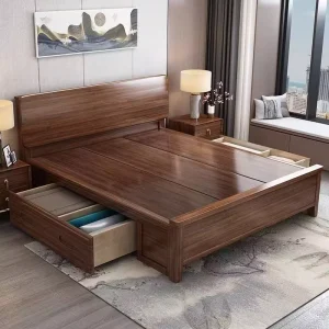 Solid Teak Wood Bed with Lift Gas Storage