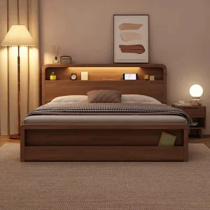 Solid Wood Bed Nordic Japanese Style 1.5 m Double Single Storage Bed