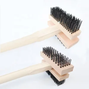 Solid Wood Cleaning Brush Eco Friendly Iron Wire Outdoor Household Cleaning Hand Boiler Cleaning Brush 8 Inch Double Sided