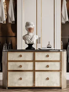 Solid Wood Jewelry Cabinet with Double-Sided Drawers and Arc Design