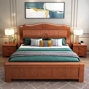 Solid Wood King Size Bed JY-B017 with Storage, Modern Chinese Style