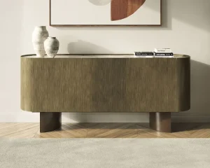 Solid Wood Sideboard with Marble Countertop