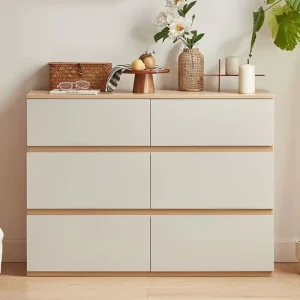 Solid Wood Six-Drawer Chest and Bedside Storage Cabinet