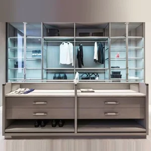 Solid Wood Walk-In Closet Island Cabinet with Drawers and Shoe Storage