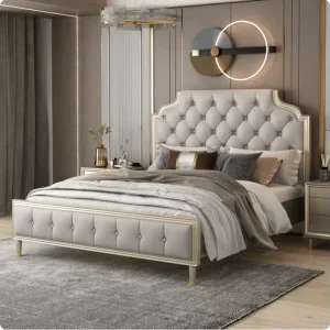 Solid Wood Wall Bed Modern Style Full Size with Storage Space-Saving Soft Backrest for Master Bedroom