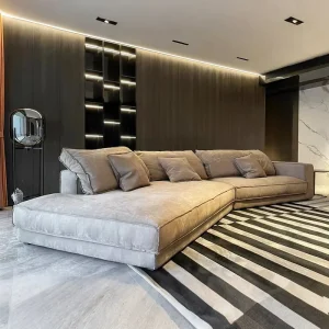 Special shaped L Shape One Seat Sofa Italian Minimalist Light Luxury Fabric Wood Legs Living Room Modern Simple Customizable