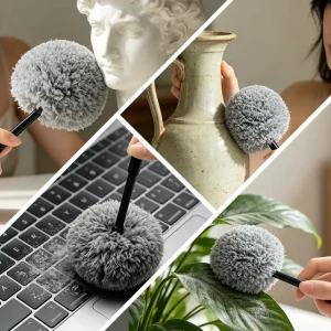 Spherical Mini Fiber Duster Computer Brush Superfine Electrostatic Adsorption Feather Dust Removal Green Plant Ornaments