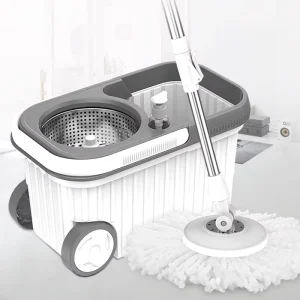 Spin Mop Bucket Set 360 Rotating Adjustable Stainless Steel Handle Rolling Turbo Compact Wet Dry Mop With Wheels