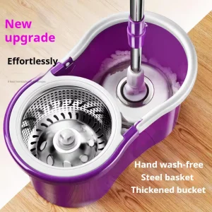 Spin Mop Bucket Set with 2 Microfibre Mop Heads Extendable Handle Design 12L Capacity