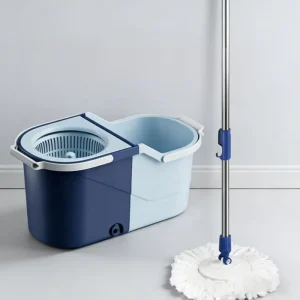 Spin Split Rotary Mop Bucket Set Hands-Free Folding Bucket Dual Drive Stainless Steel Lazy Person’s Mop