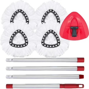 Spinning Mop Combo Set Compatible 1 Tank System Folding Microfiber Wet Dry Spin Mops Head Replacement Set for Floor Cleaning