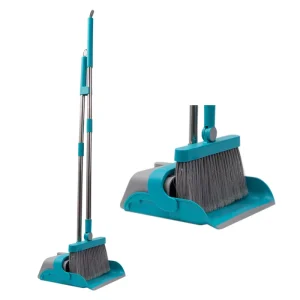 Splitable Rod Broom and Dustpan Set Self Cleaning with Dustpan Teeth Ideal for Dog Cat Pets Home Use Stand up