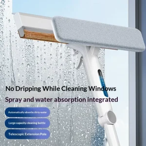 Sprayable Plastic Stainless Steel Double Sided Rubber Squeegee Home Use Water Collecting Window Scraper Extendable Rod Exterior