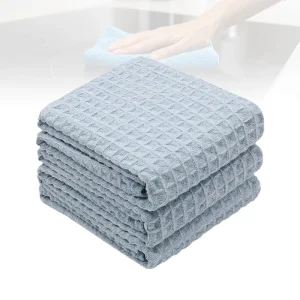 Square Microfiber Waffle Kitchen DishTowels 300g m Quick Dry Sustainable Customizable Cleaning Supplies