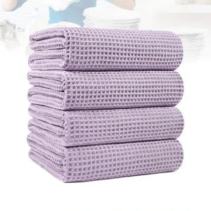 Square Microfiber Waffle Kitchen DishTowels Quick Dry Cleaning Supplies Sustainable Customizable
