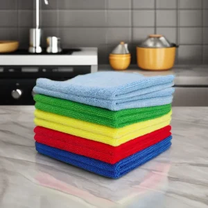 Square Plain Quick-Dry Reusable Microfiber Kitchen Cleaning Cloths