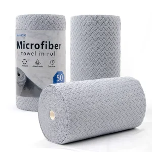 Square Roll Microfiber Towels Reusable 20 Sheets Dusting Rags Absorbent Quick Dry Cleaning Cloth for Kitchen Bathroom