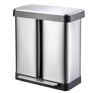 Square Stainless Steel Household Waste Bin with Sealed Deodorizing and Foot Pedal for Garbage Recycling