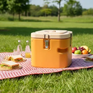 Square Yellow Insulated Ice Bucket Food Grade Insulated Food Storage Bucket for Hotel Breakfast Shop and Kitchen Use