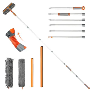 Squeegee Window Cleaner 2 in 1 Rotatable Window Cleaning Tool Kit with Extension Pole