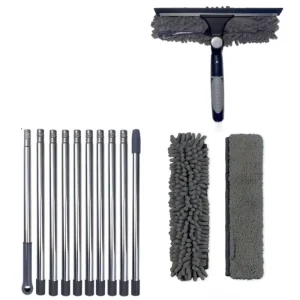 Squeegee Window Cleaner 2 in 1 Rotatable Window Cleaning Tool Kit with Extension Pole Window Washing Equipment