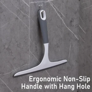 Squeegee Window Cleaning Shower Squeegee with Curved Ergonomic Neck Glass Squeegee Rubber Blades Window Wiper for Home Bathroom