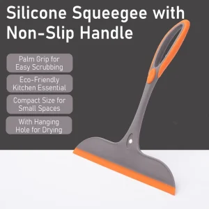 Squeegee with Long Ergonomic Handle for Window Mirror and Shower Orange Series
