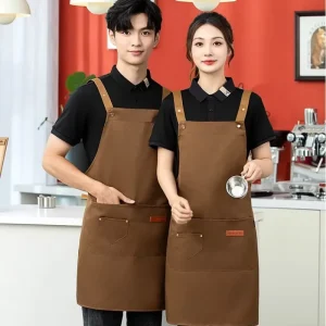 Staff Apron Widened Strap Adjustable Length Comfortable Apron Kitchen Coffee Shop Dining Hotel Customized Logo
