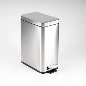 Stainless Steel 10L Pedal Waste Bin Rectangular Trash Can for Narrow Space