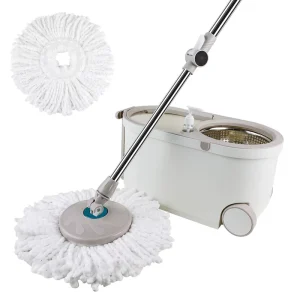 Stainless Steel 128Cm Telescopic Part Household Floor Cleaning Staniles Steel Hands Free Top Mop Spin Microfiber Mop