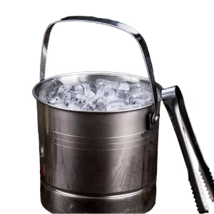Stainless Steel Bar Metal Beer Ice Bucket Eco-Friendly Cooler with Tongs for Restaurants Giveaways