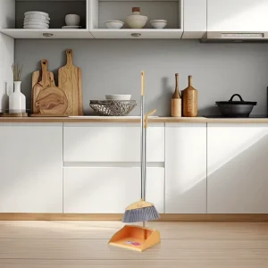 Stainless Steel Broomstick with PET Bristles Home Cleaning Dustpan Set for Efficient Cleaning