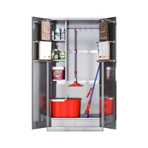 Stainless Steel Cleaning Cabinet Double Door Broom Cabinet Household Mop Broom Storage Cabinet Sanitary Tool Storage Cabinet