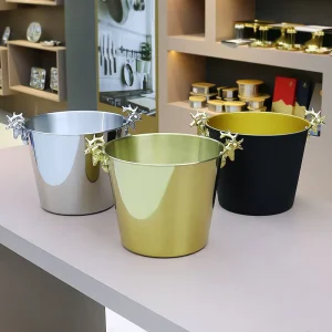 Stainless Steel Deer Head Handle Design 3/5/12L Ice Bucket in Different Color for Party