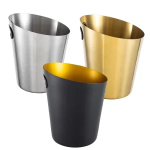 Stainless Steel Double-Wall Thickened Edge Ice Bucket Minimalist Style Commercial Use Bar for Beer Crushed Ice Bin Bucket