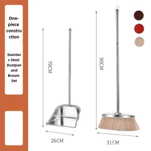 Stainless Steel Dustpan and Brush Set Household Sanitary Broom and Dustpan Extra Thick Dustpan and Shovel