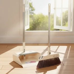 Stainless Steel Eco friendly Folding Broom and Dustpan Combo for Home School Office Bedroom Kitchen Cleaning