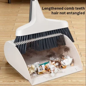 Stainless Steel Flexible Soft Sweep Broomstick with Nylon Bristle Office Classroom and Kitchen Floor Cleaning Dustpan Set