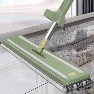 Stainless Steel Handle Self-Cleaning Quick Dry House Cleaning Mop 360 Rotating Hand Wash-Free Flat Floor 2 Mopheads