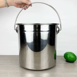 Stainless Steel Household Storage Bucket with Thick Handle Deepened Oil Bucket Multi Purpose Carry Bucket