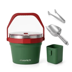 Stainless Steel Ice Hard Cooler Bucket with Portable Handle Lid 4.2L Cooler Box Holds 6 Pack of Cold Ones or 3 Wine Bottles