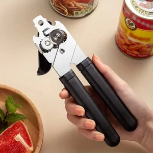 Stainless Steel Manual Can and Bottle Opener with Safe-Edge Design