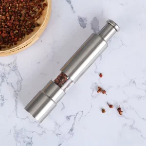 Stainless Steel Manual Salt and Pepper Grinder with Thumb Push Button, Mini