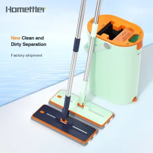 Stainless Steel Microfiber Mop and Bucket Set with Magic Handle Extra Refills and Wringer for Dry Wet Floor